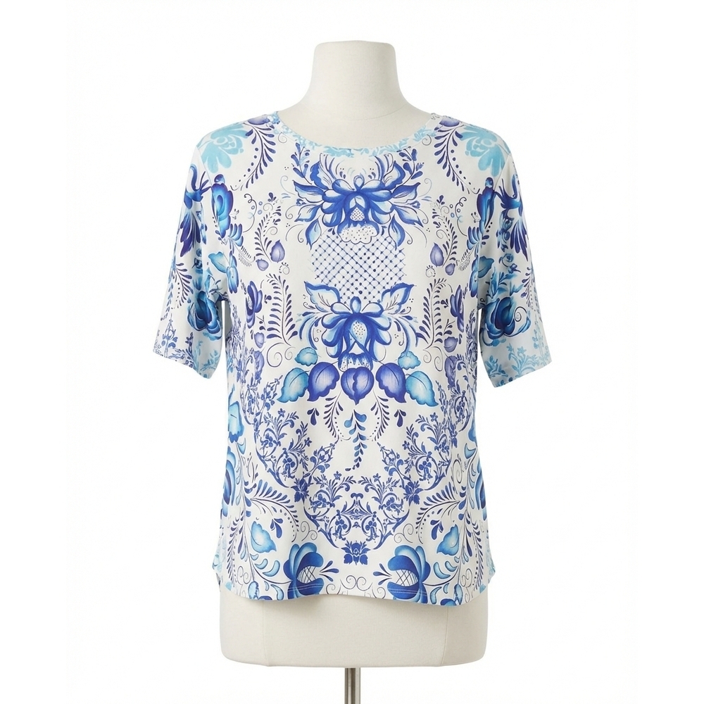 NEW JOHNNY WAS farrow oversized cropped tee in multi